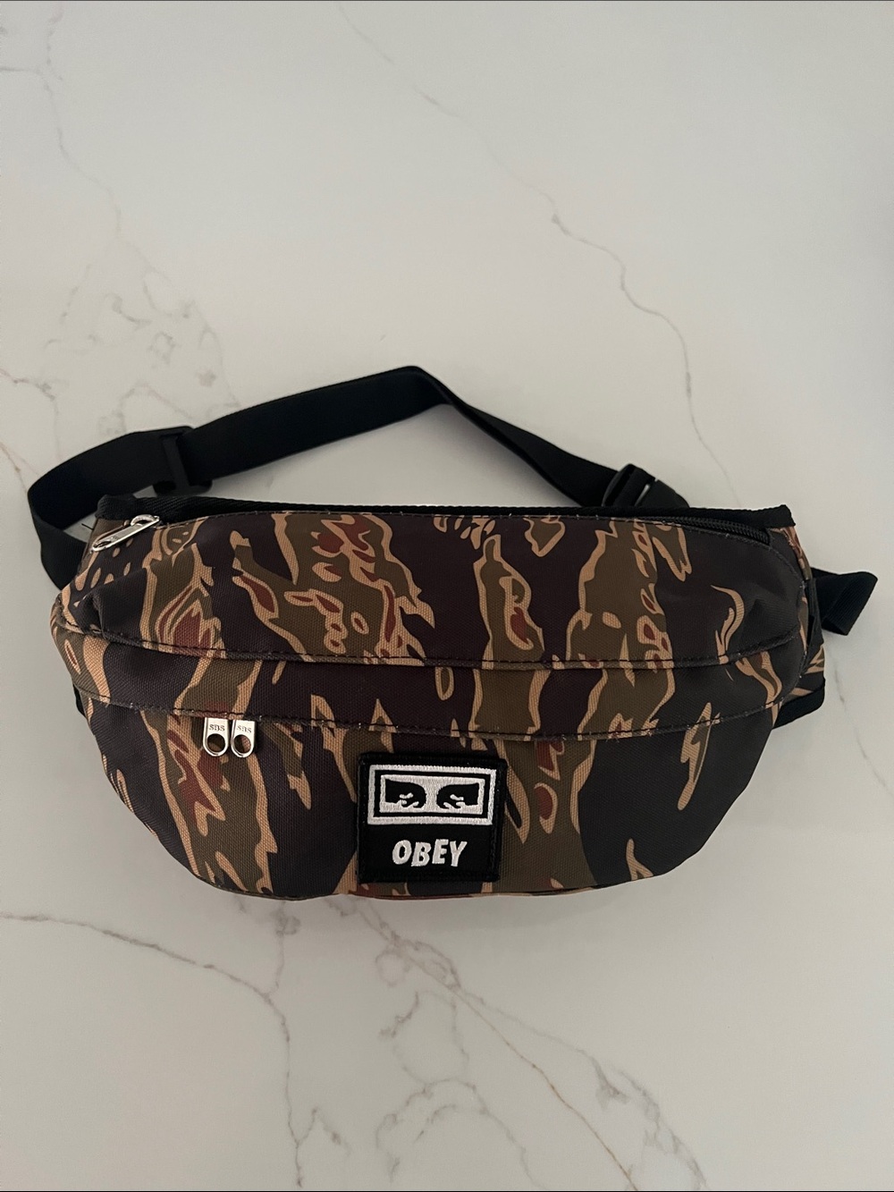 Obey Camo Waist Bag in Brown and Black